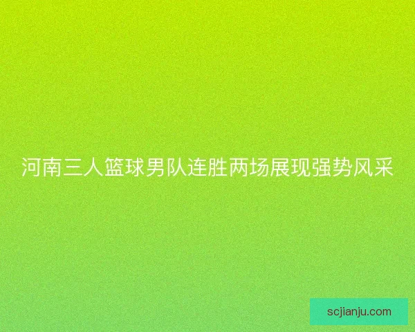河南三人篮球男队连胜两场展现强势风采