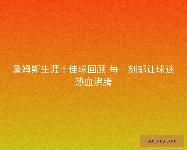 詹姆斯生涯十佳球回顾 每一刻都让球迷热血沸腾