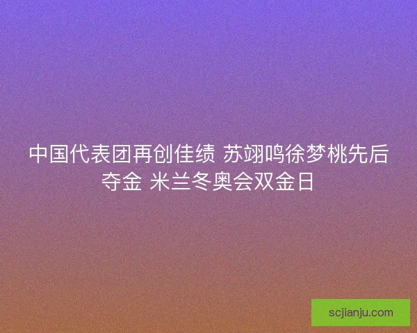 中国代表团再创佳绩 苏翊鸣徐梦桃先后夺金 米兰冬奥会双金日 中国代表团再创佳绩 苏翊鸣徐梦桃先后夺金 米兰冬奥会双金日