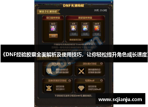 《DNF经验胶囊全面解析及使用技巧，让你轻松提升角色成长速度》